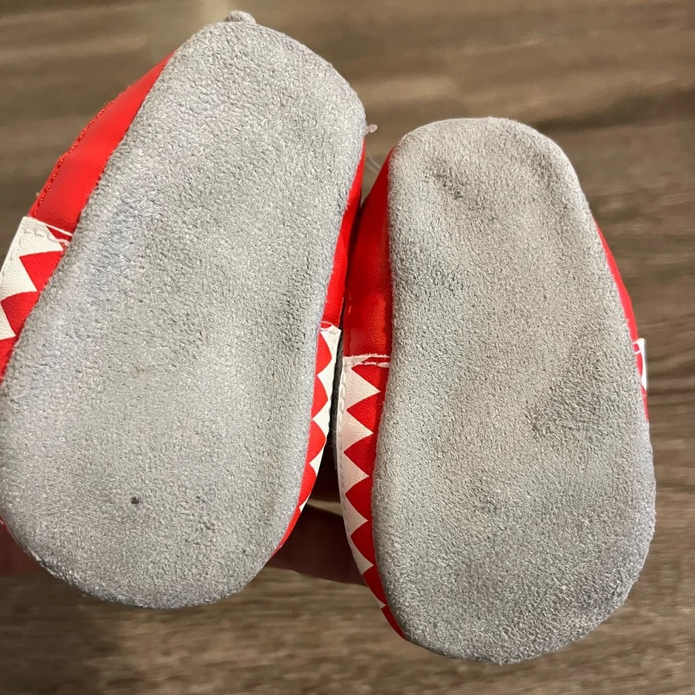 Beverly Hills Polo Club Gray and Red Baby Crib Shoes